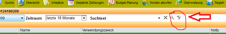 Symbole für Filteraufruf in Umsatzliste (oben)...gleiche Funktion?