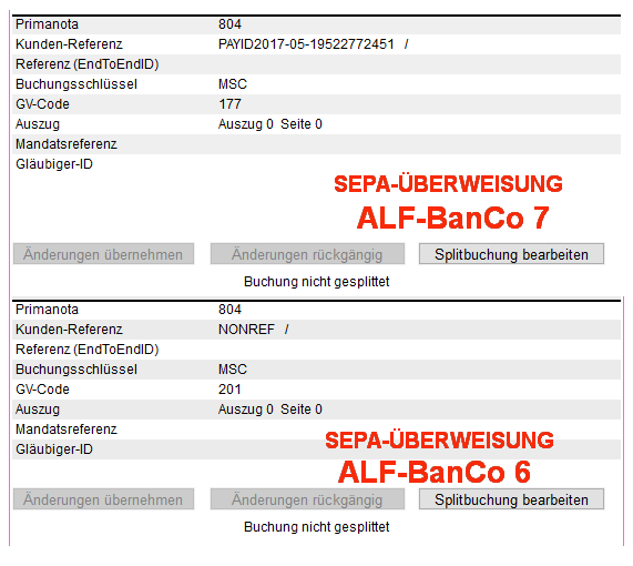 Diese Überweisung wurde mit ALF-BanCo 7 ausgeführt.